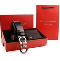 Salvatore Ferragamo Men's Reversible Gancini Leather Belt Gift Set